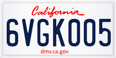 CA license plate 6VGK005