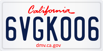 CA license plate 6VGK006