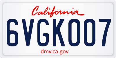 CA license plate 6VGK007