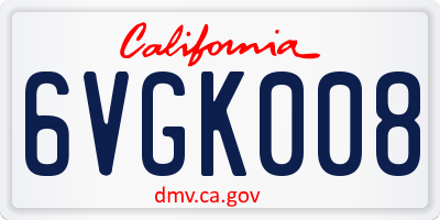 CA license plate 6VGK008