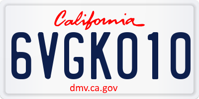 CA license plate 6VGK010