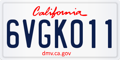 CA license plate 6VGK011