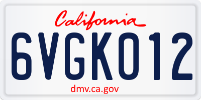CA license plate 6VGK012