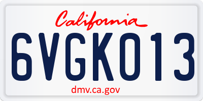 CA license plate 6VGK013