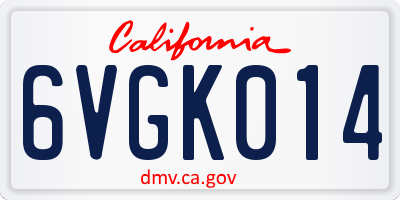 CA license plate 6VGK014