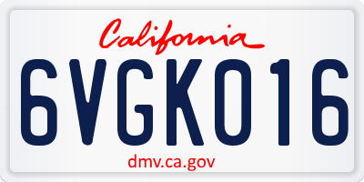 CA license plate 6VGK016