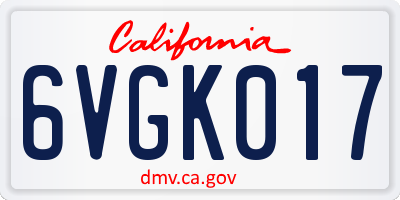 CA license plate 6VGK017