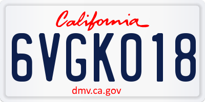 CA license plate 6VGK018