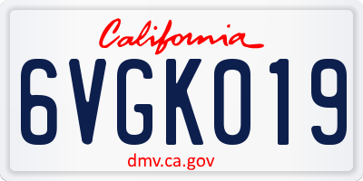 CA license plate 6VGK019