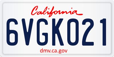 CA license plate 6VGK021