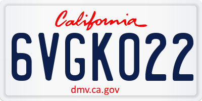 CA license plate 6VGK022