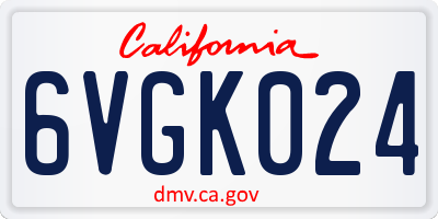 CA license plate 6VGK024