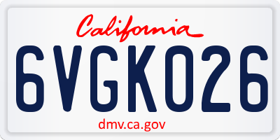 CA license plate 6VGK026