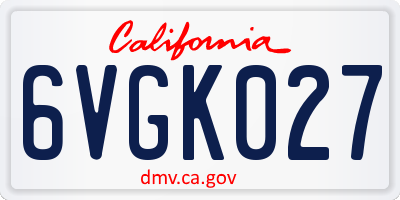 CA license plate 6VGK027