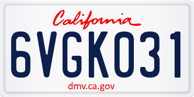 CA license plate 6VGK031