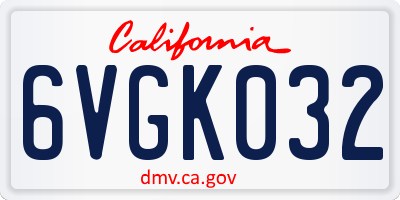 CA license plate 6VGK032