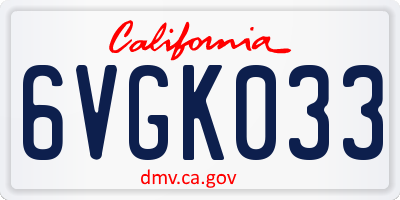 CA license plate 6VGK033
