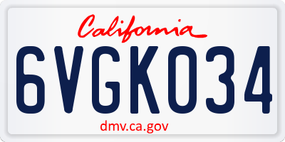 CA license plate 6VGK034
