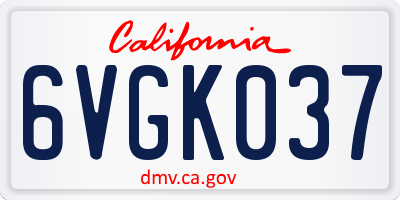 CA license plate 6VGK037