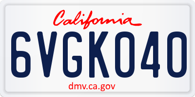 CA license plate 6VGK040