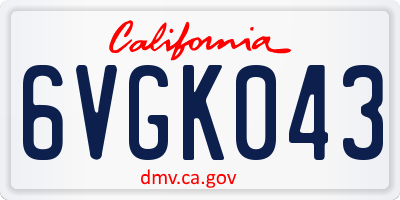 CA license plate 6VGK043