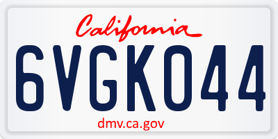 CA license plate 6VGK044