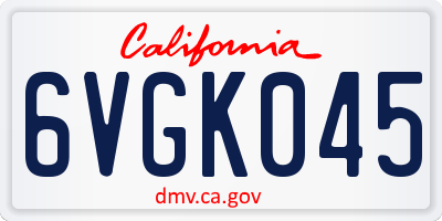 CA license plate 6VGK045