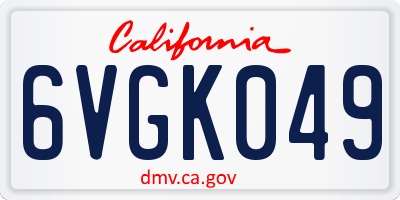 CA license plate 6VGK049