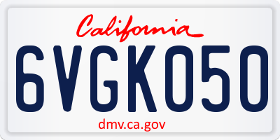 CA license plate 6VGK050