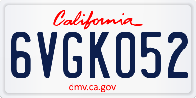 CA license plate 6VGK052