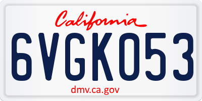 CA license plate 6VGK053