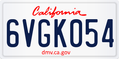 CA license plate 6VGK054