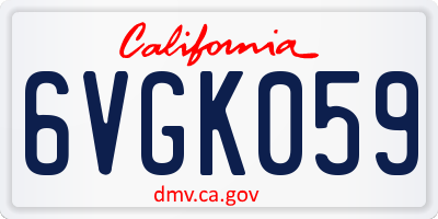 CA license plate 6VGK059