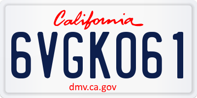CA license plate 6VGK061