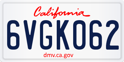 CA license plate 6VGK062