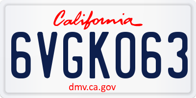 CA license plate 6VGK063