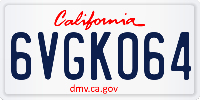 CA license plate 6VGK064