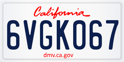 CA license plate 6VGK067