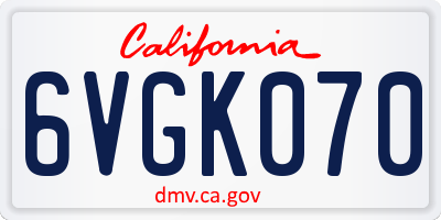 CA license plate 6VGK070