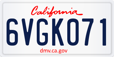 CA license plate 6VGK071