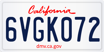 CA license plate 6VGK072
