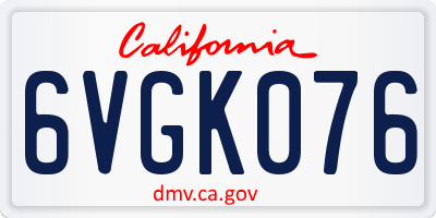 CA license plate 6VGK076