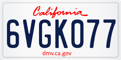 CA license plate 6VGK077