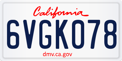 CA license plate 6VGK078