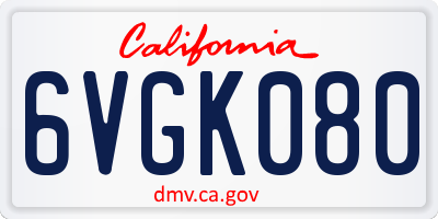 CA license plate 6VGK080