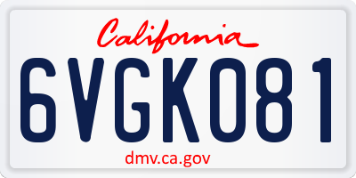CA license plate 6VGK081
