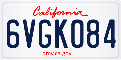 CA license plate 6VGK084