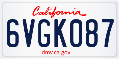 CA license plate 6VGK087