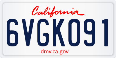 CA license plate 6VGK091