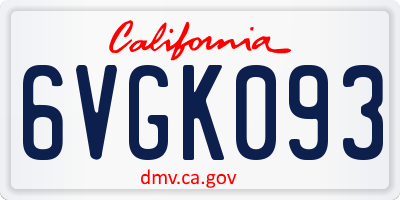 CA license plate 6VGK093